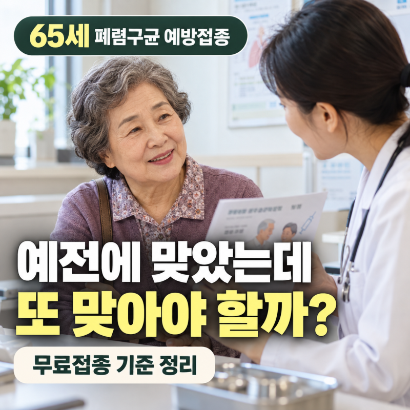 65세 폐렴구균 예방접종, 무료인데 예전에 맞았다면 또 맞아야 할까?