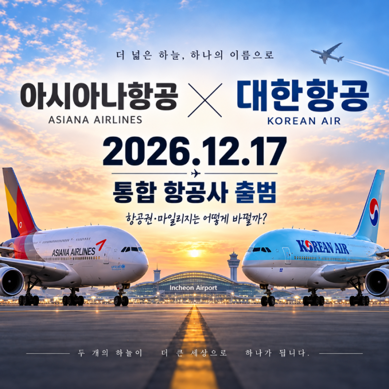 대한항공·아시아나 진짜 하나 된다, 12월 17일부터 항공권·마일리지는 어떻게 바뀔까?