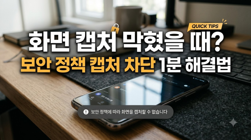"중요한 영수증인데 왜 캡처가 안 되지?" 스마트폰 '보안 정책에 따라 화면을 캡처할 수 없습....