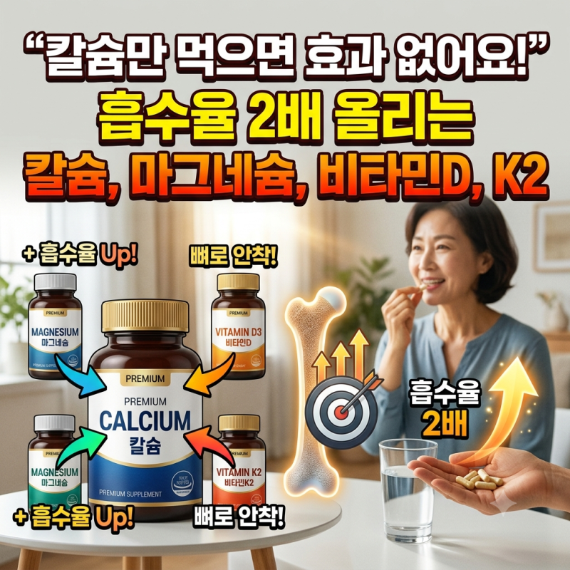 "칼슘만 먹으면 효과 없어요!" 흡수율 2배 올리는 칼슘, 마그네슘, 비타민D, K2