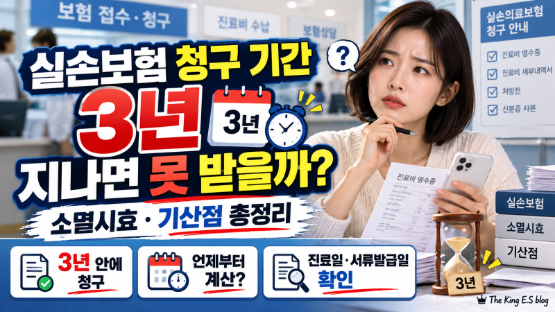 실손보험 청구 기간 3년, 지나면 못 받을까? 소멸시효·기산점 총정리 [The King E.S blog]