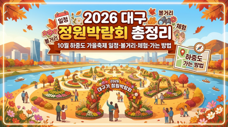 “2026 대구 정원박람회 총정리｜10월 하중도 가을축제 일정·볼거리·체험·가는 방법”