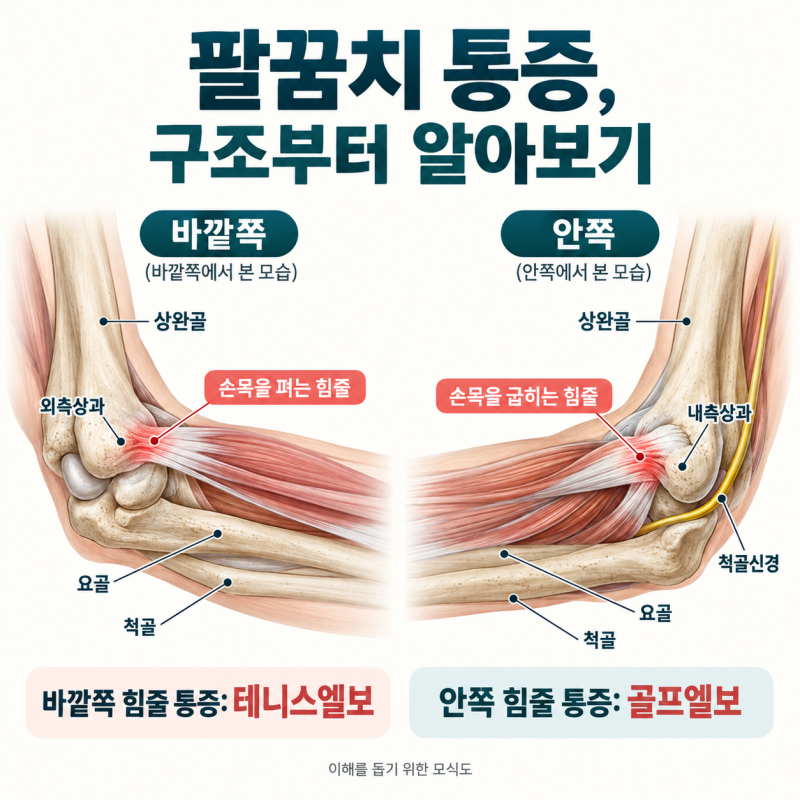 팔꿈치 통증, 테니스엘보와 골프엘보는 어떻게 다를까요?[바른몸위례한의원]