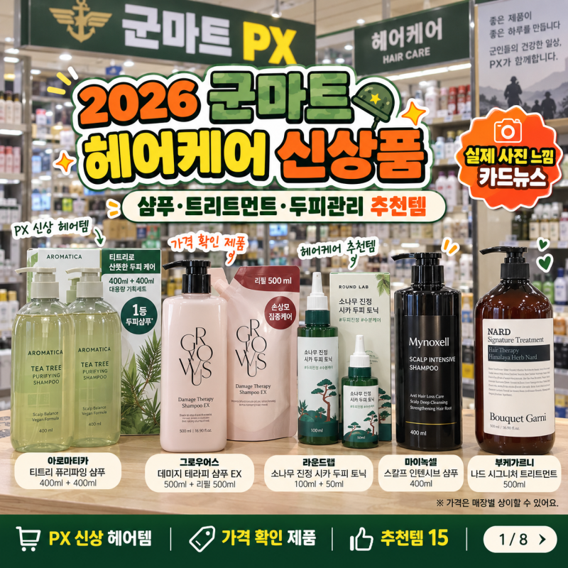2026 군마트 헤어케어 신상품｜PX 샴푸·트리트먼트·두피관리 가격 총정리