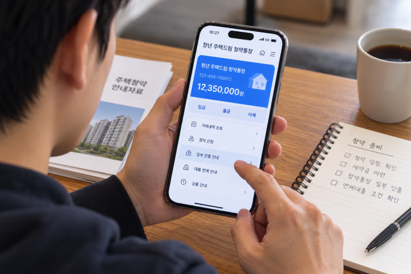 청년 주택드림 청약통장 돈 빼도 될까? 청약 당첨 계약금이면 1회 인출 가능