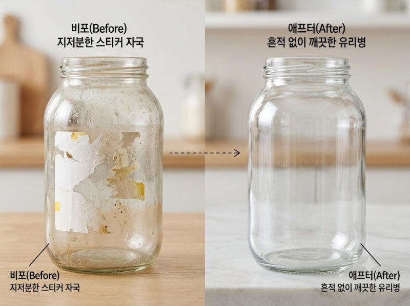 유리병 스티커 제거, 흠집 없이 '이것' 발라 녹이는 핵심 노하우