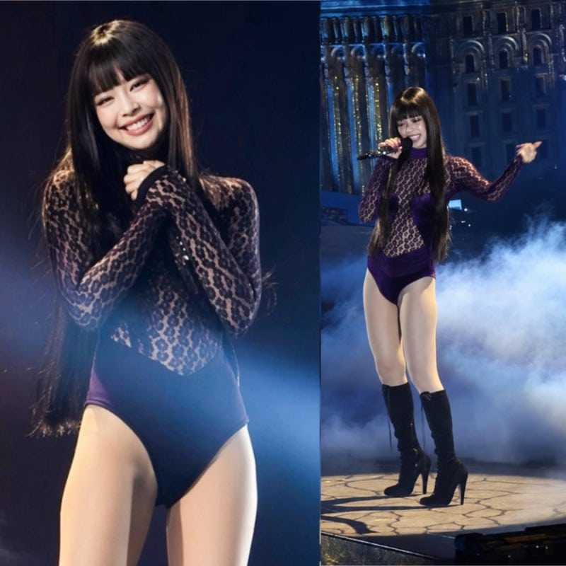 제니 위켄드 콘서트에 깜짝등장! 파격적인 시스루 바디수트 어디꺼?