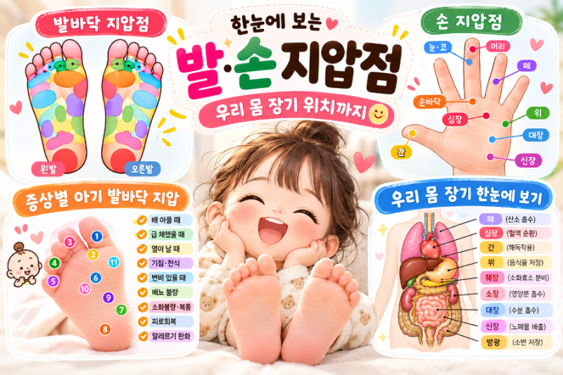 발바닥·손 지압점 총정리｜아기 발 마사지부터 우리 몸 장기 위치까지