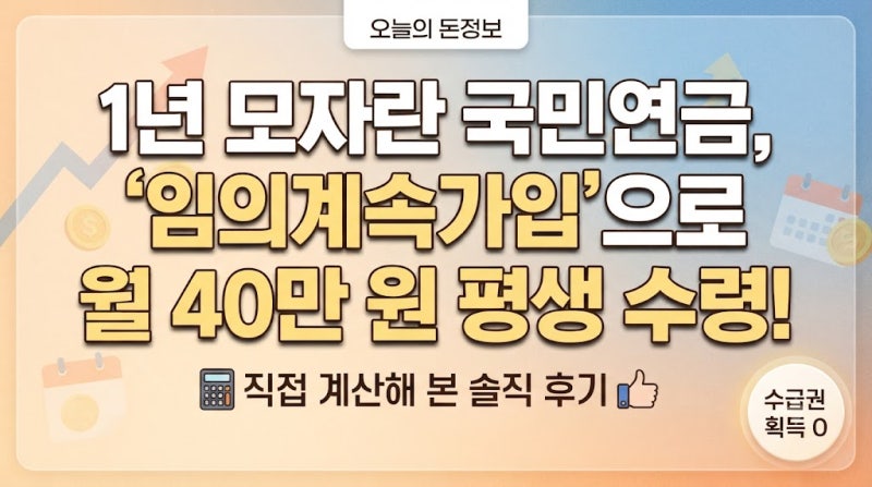 국민연금 임의계속가입 기간 1년 모자랄 때 해결 방법 후기