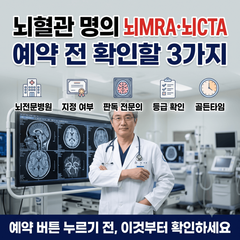 뇌혈관명의 진료 예약 전 확인할 3가지, 뇌MRA·뇌CT혈관조영 판독 전문의 여부 체크법