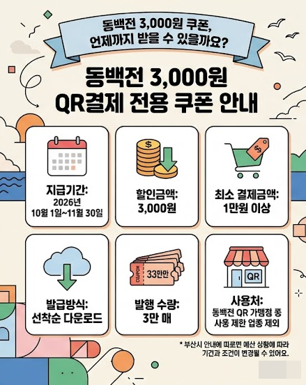 동백전 QR결제하면 3,000원 할인! 사용조건 확인하세요