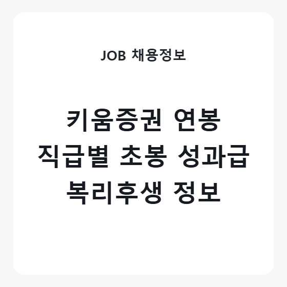 키움증권 연봉 및 성과급 구조, 직급별 초봉 복리후생 안내