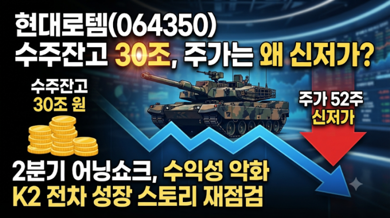 현대로템 주가 분석, 수주잔고 30조 원인데 주가는 왜 신저가를 찍었을까