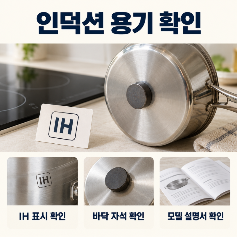 인덕션 냄비 사용 가능 확인법, IH 표시·자석·바닥 크기 점검