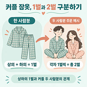 도씨 커플 잠옷, 두 사람분 구성부터 사이즈·건조 조건까지