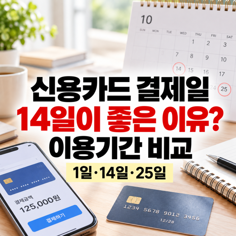 신용카드 결제일 14일이 좋은 이유? 1일·14일·25일 이용기간 비교