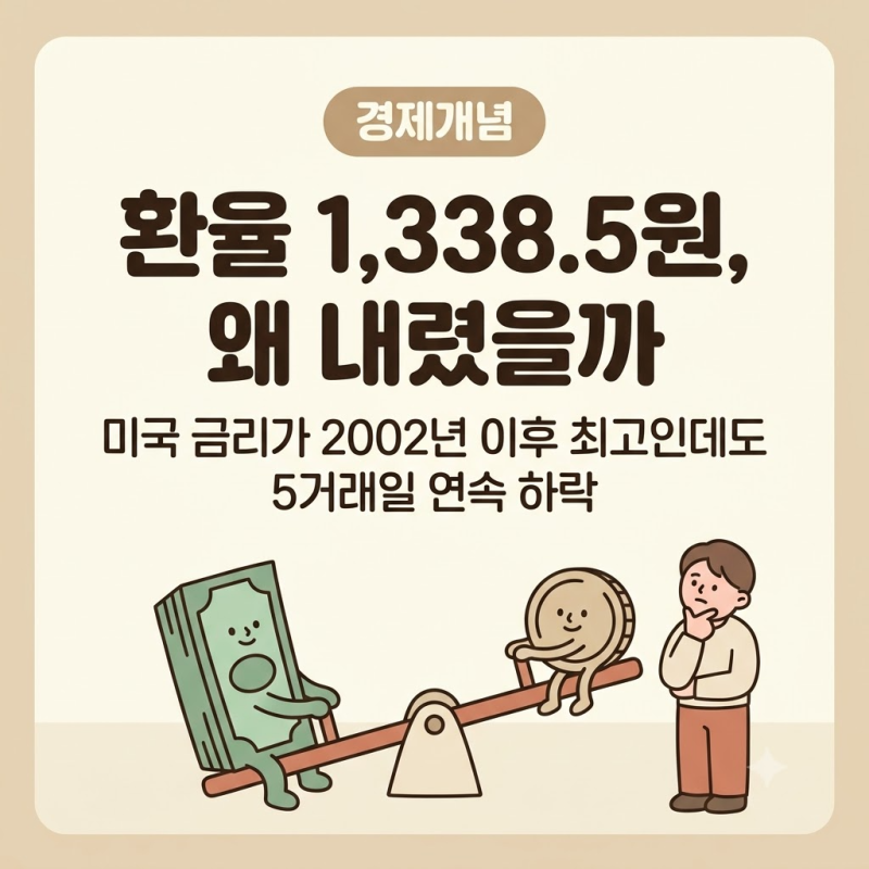원달러 환율 1,338원, 미국 금리 2002년 이후 최고에도 내린 이유