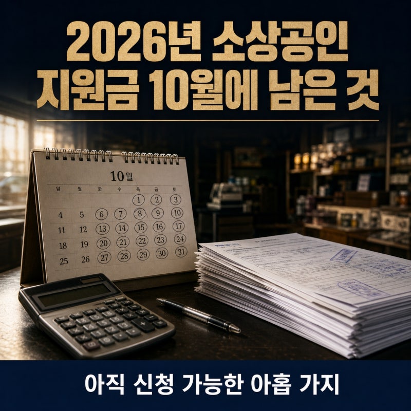2026년 소상공인 지원금, 10월에 아직 신청 열려 있는 게 아홉 가지였다