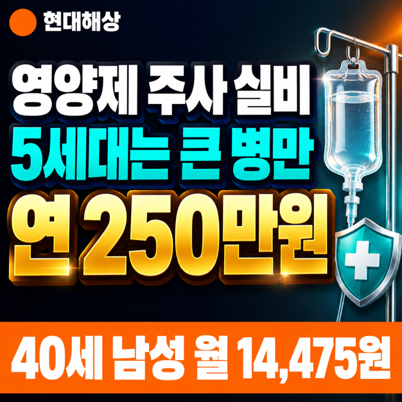 영양제 주사 실비, 5세대는 큰 병만 연 250만원 현대해상 40세 월 14,475원