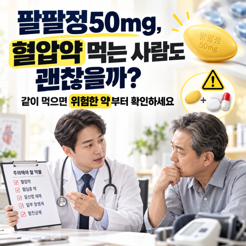 팔팔정50mg, 혈압약 먹는 사람도 괜찮을까? 같이 먹으면 위험한 약부터 확인하세요