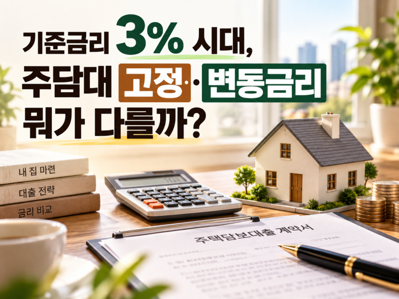 기준금리 3% 시대, 주담대 고정·변동금리 뭐가 다를까? 장단점 총정리