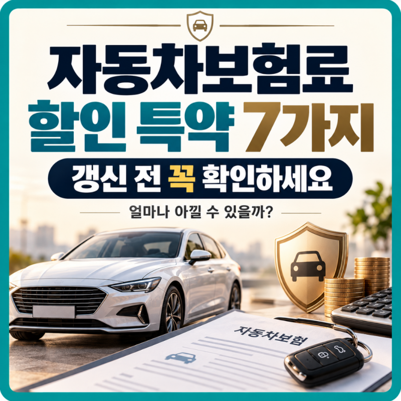 자동차보험료 할인 특약 7가지, 갱신 전에 확인하면 얼마나 아낄까?