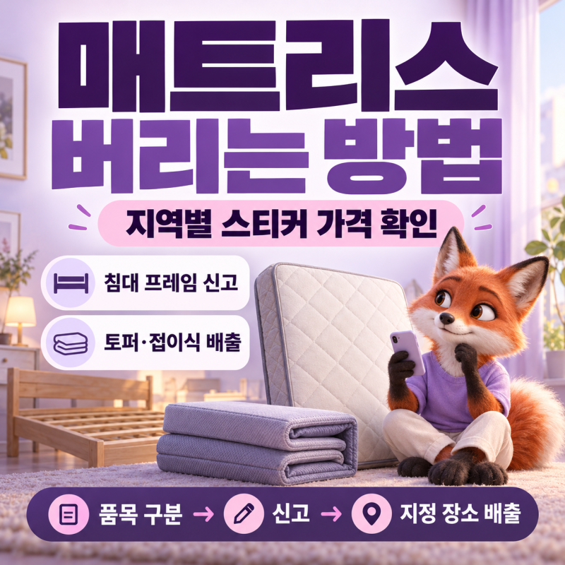 매트리스 버리는 법｜폐기물 스티커 가격·침대 프레임 신고·토퍼 버리기