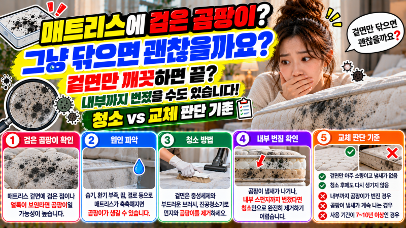 매트리스에 곰팡이가 생겼다면?｜그냥 닦아서 계속 써도 될까?