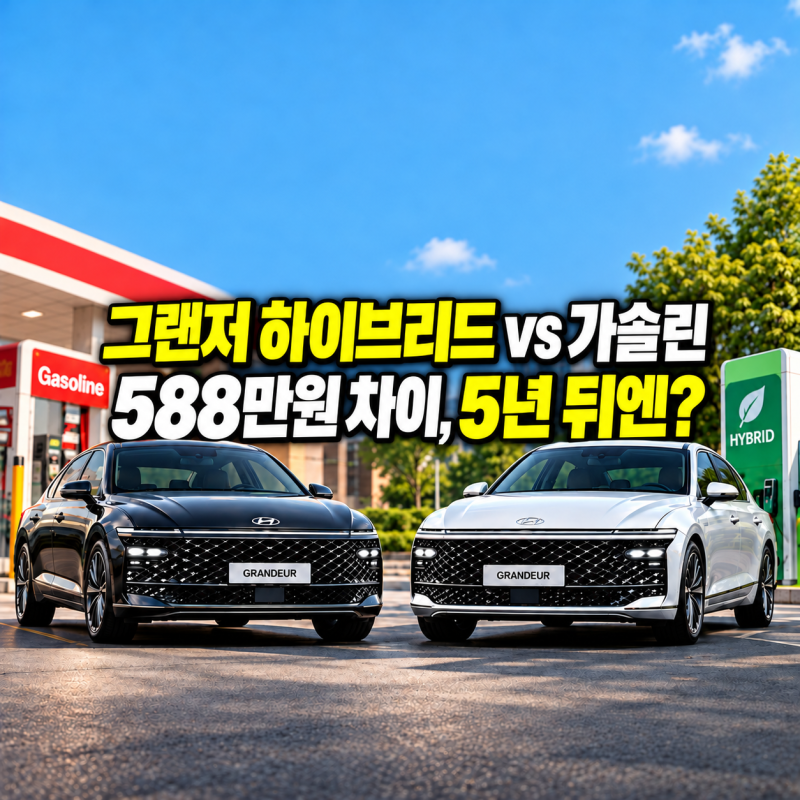 그랜저 하이브리드 vs 가솔린, 처음엔 588만원 차이…5년 뒤 계산해보니