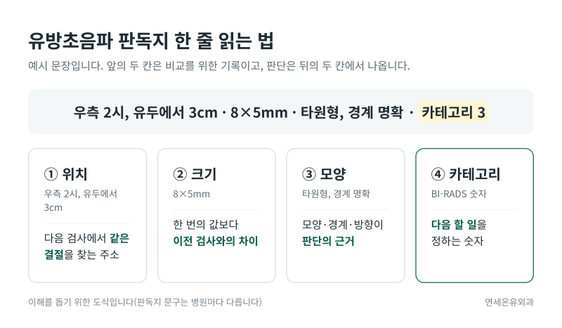 [일산 유방외과] 유방결절이라고 적힌 초음파 판독지, 카테고리가 중요합니다.