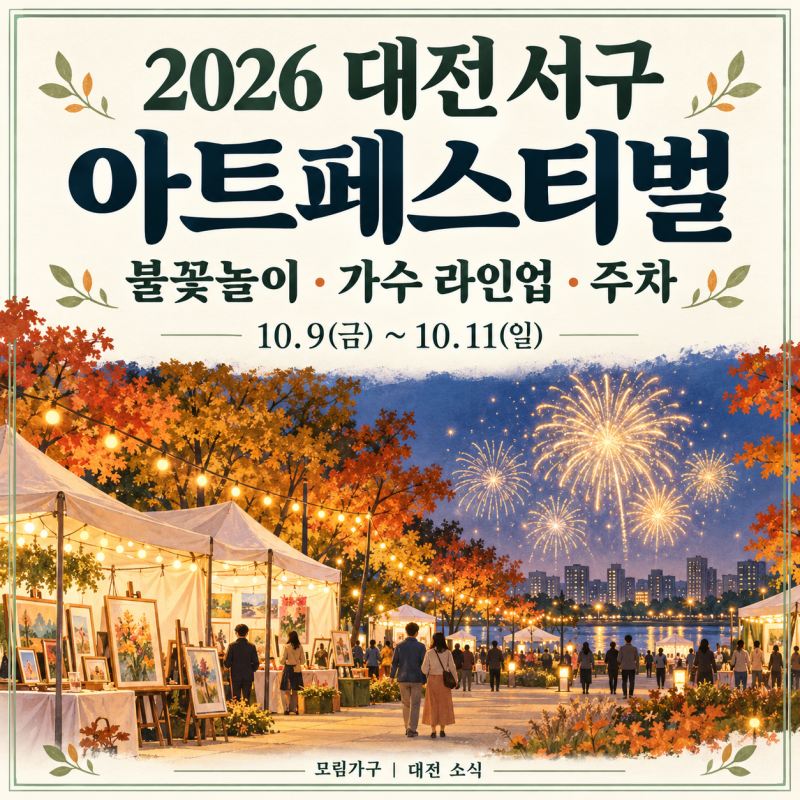 2026 대전 서구 아트페스티벌｜불꽃놀이 시간·가수 라인업·주차 안내