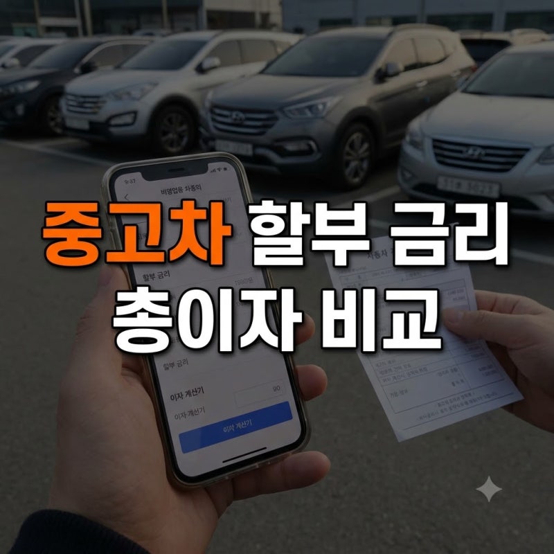 중고차 할부 금리, 월 납입액과 총이자 비교하는 방법