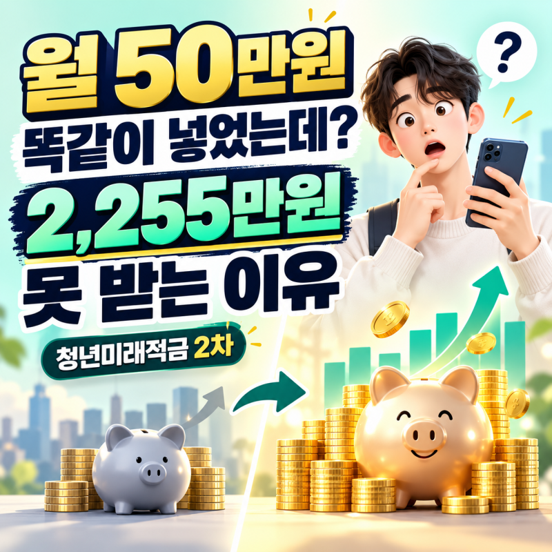 "월 50만원 똑같이 넣었는데..." 청년미래적금 2,255만원 못 받는 이유