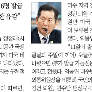 재외공관 국감 코앞인데… 美, 정청래만 비자 발급 보류