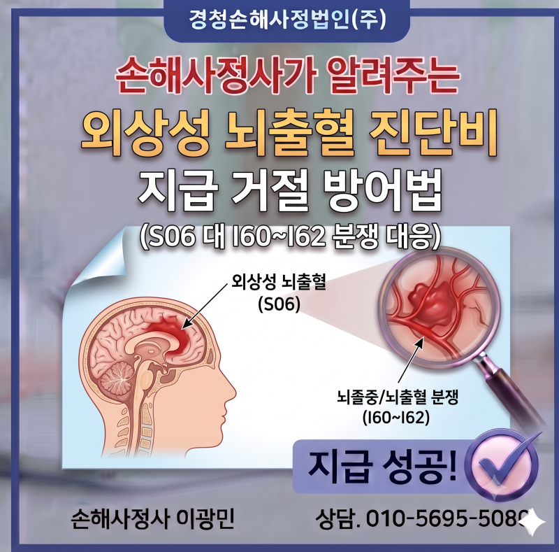 외상성 뇌출혈 진단비 지급 거절 방어법 (S06 대 I60~I62 분쟁 대응)