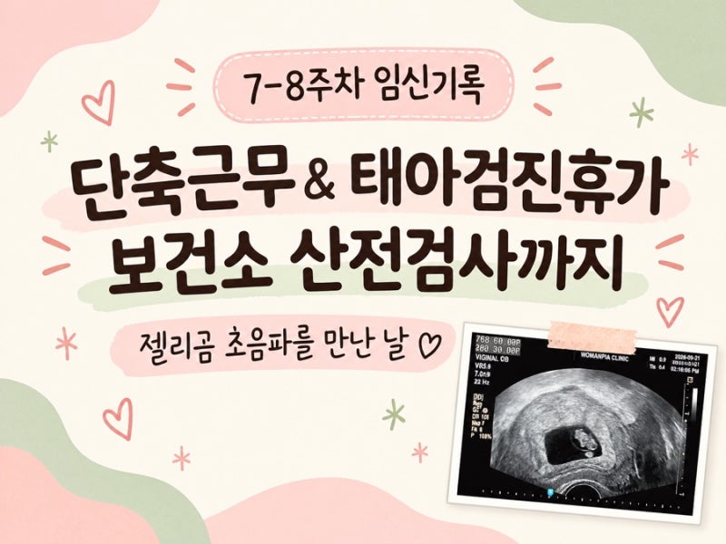 [임신기록] 임신기 단축근무부터 보건소 산전검사까지｜젤리곰 초음파 (7~8주차)