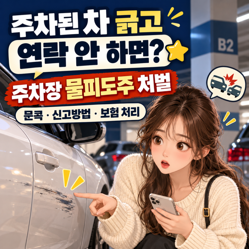 주차된 차 긁고 연락 안 하면 어떻게 될까?｜주차장 물피도주 처벌·문콕 신고방법