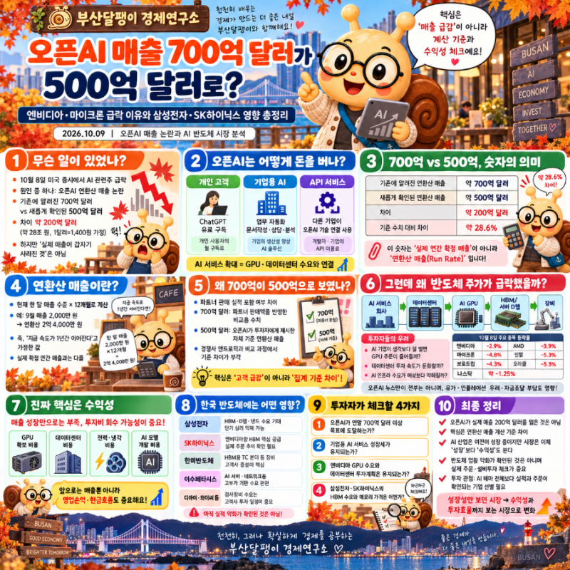 오픈AI 매출 700억 달러가 500억 달러로? 엔비디아·마이크론 급락 이유와 삼성전자·SK하이닉스....