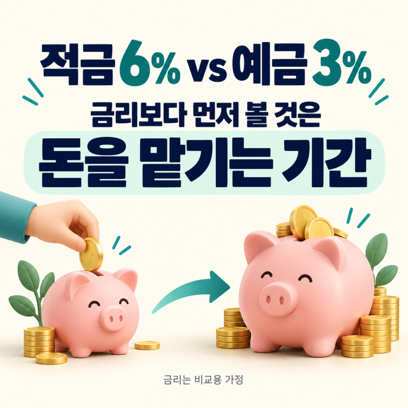 적금 연 6% vs 예금 연 3%｜월 100만원씩 넣으면 이자는 얼마일까?