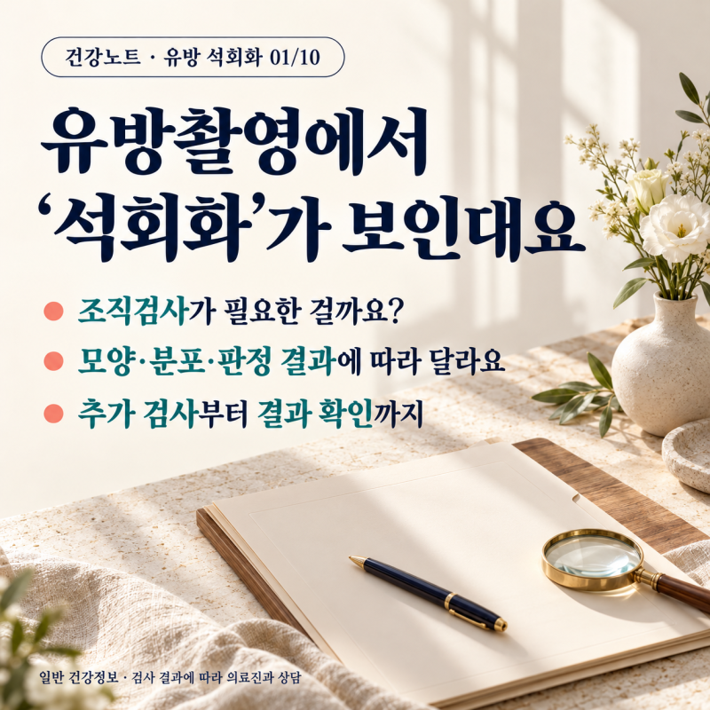 유방촬영에서 ‘석회화’가 보인다는데, 조직검사가 필요한 걸까요?