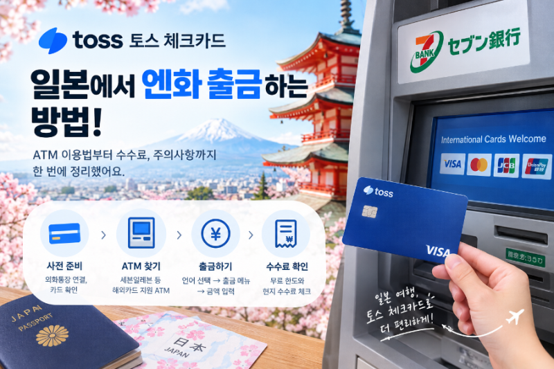 토스 체크카드 일본에서 엔화 출금하는 방법! ATM 이용법과 수수료 총정리
