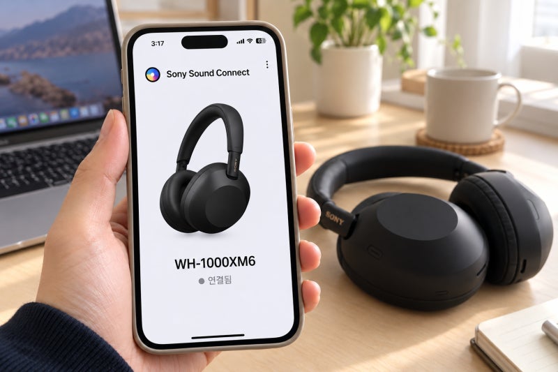 소니 WH-1000XM6 멀티포인트 설정 노트북과 휴대폰을 함께 연결