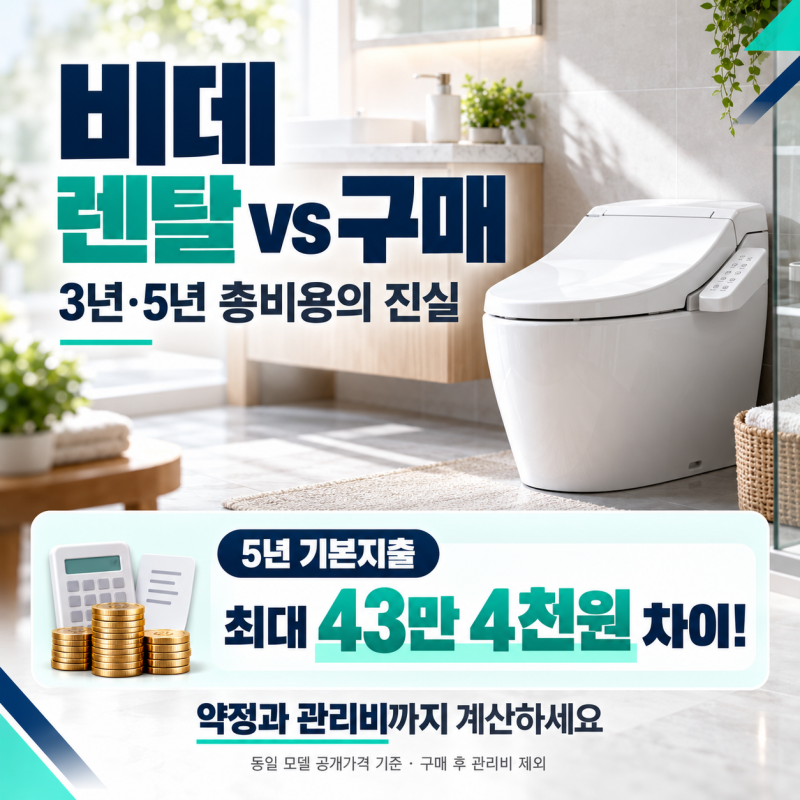 비데 렌탈 vs 구매, 3년·5년 쓰면 얼마나 차이 날까? 약정·필터·관리비까지 비교