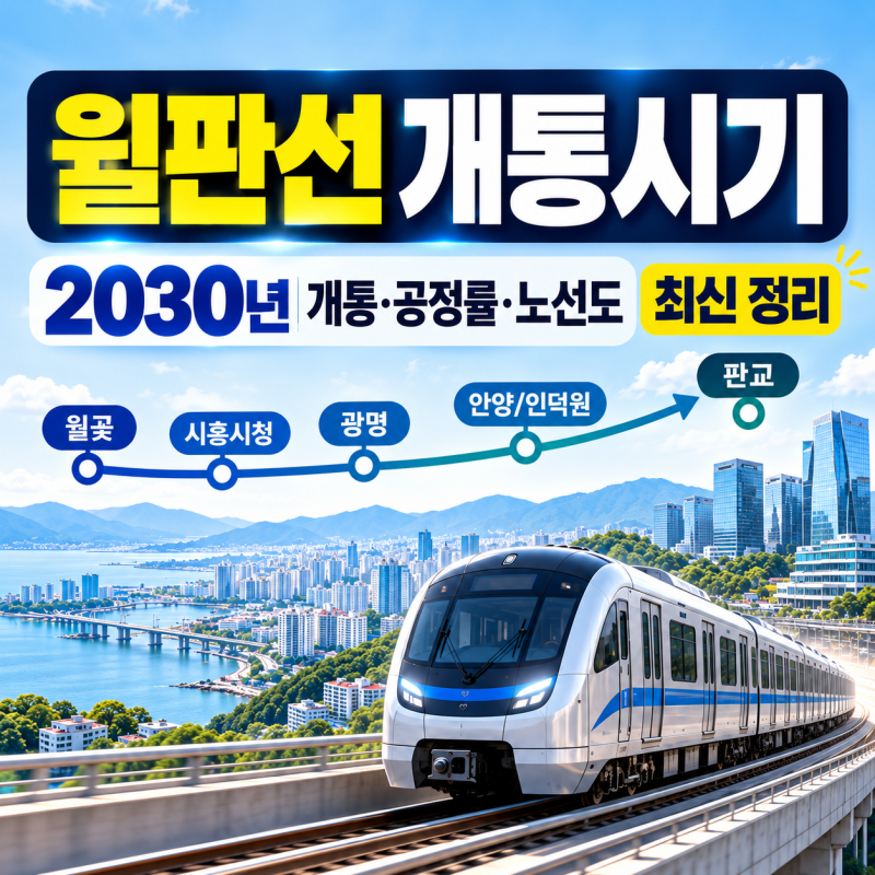 월판선 개통시기 언제? 월곶판교선 2030년 사업기간·공정률·노선도 최신 정리