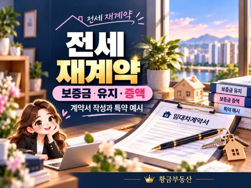 전세 재계약서 작성법, 보증금 유지·증액시 특약 예시