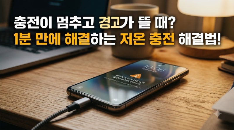 "충전기 꽂았는데 느낌표만 뜰 때!" 스마트폰 '온도가 너무 낮아 충전 중단' 1분 해결법: 드라....