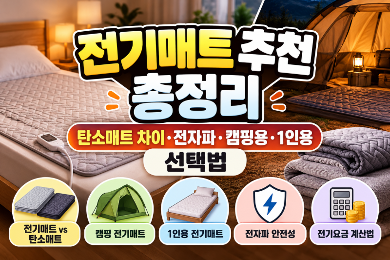 전기매트 추천 총정리: 탄소매트 차이·전자파·캠핑용·1인용 선택법