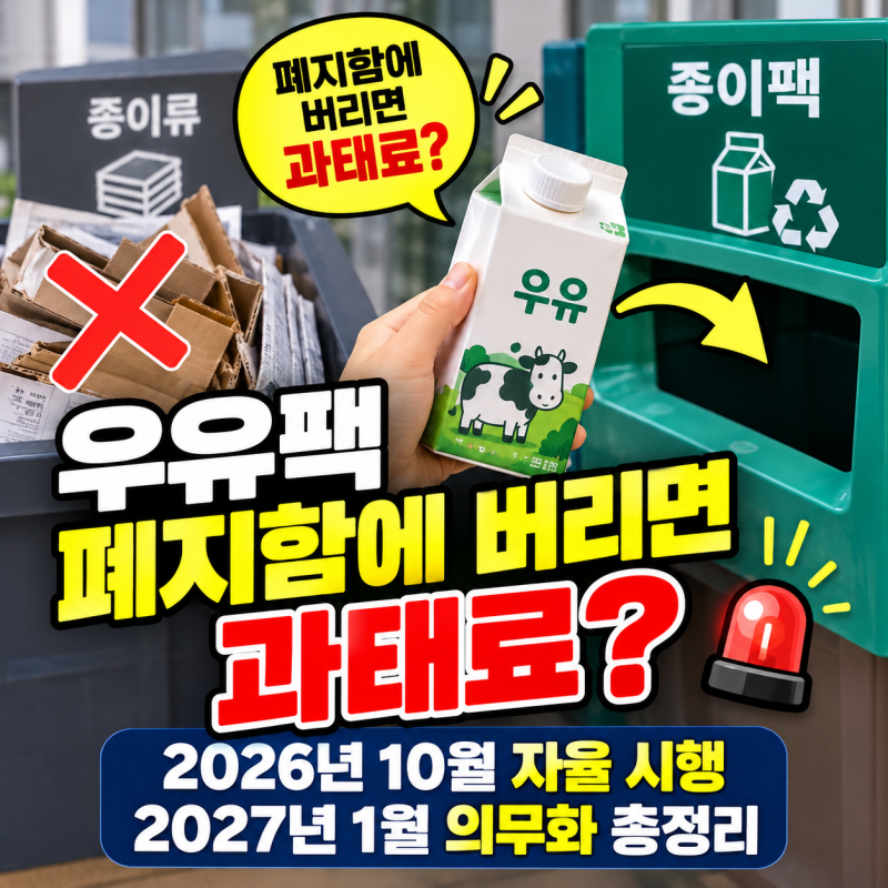 우유팩 폐지함에 버리면 과태료? 2026년 종이팩 분리배출 방법·2027년 의무화 총정리