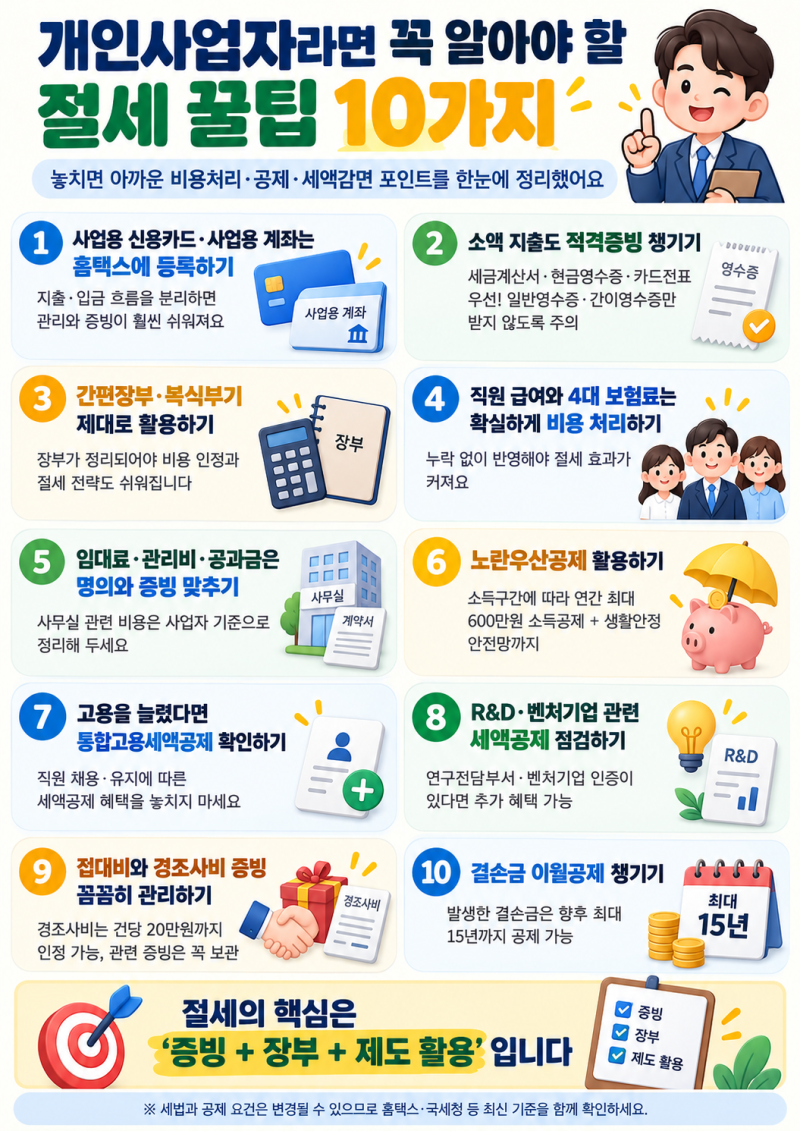 "세금 폭탄은 막고 지갑은 두둑하게!" 개인사업자라면 꼭 알아야 할 절세 꿀팁 10가지