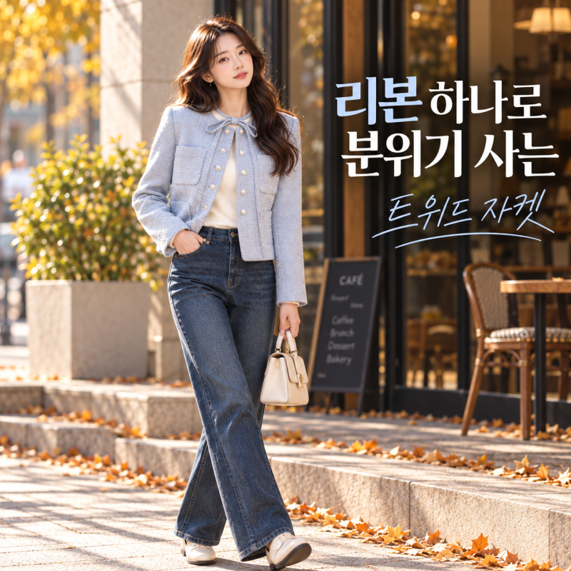 로엠 트위드 자켓, 리본 타이 하나로 분위기 달라질까?